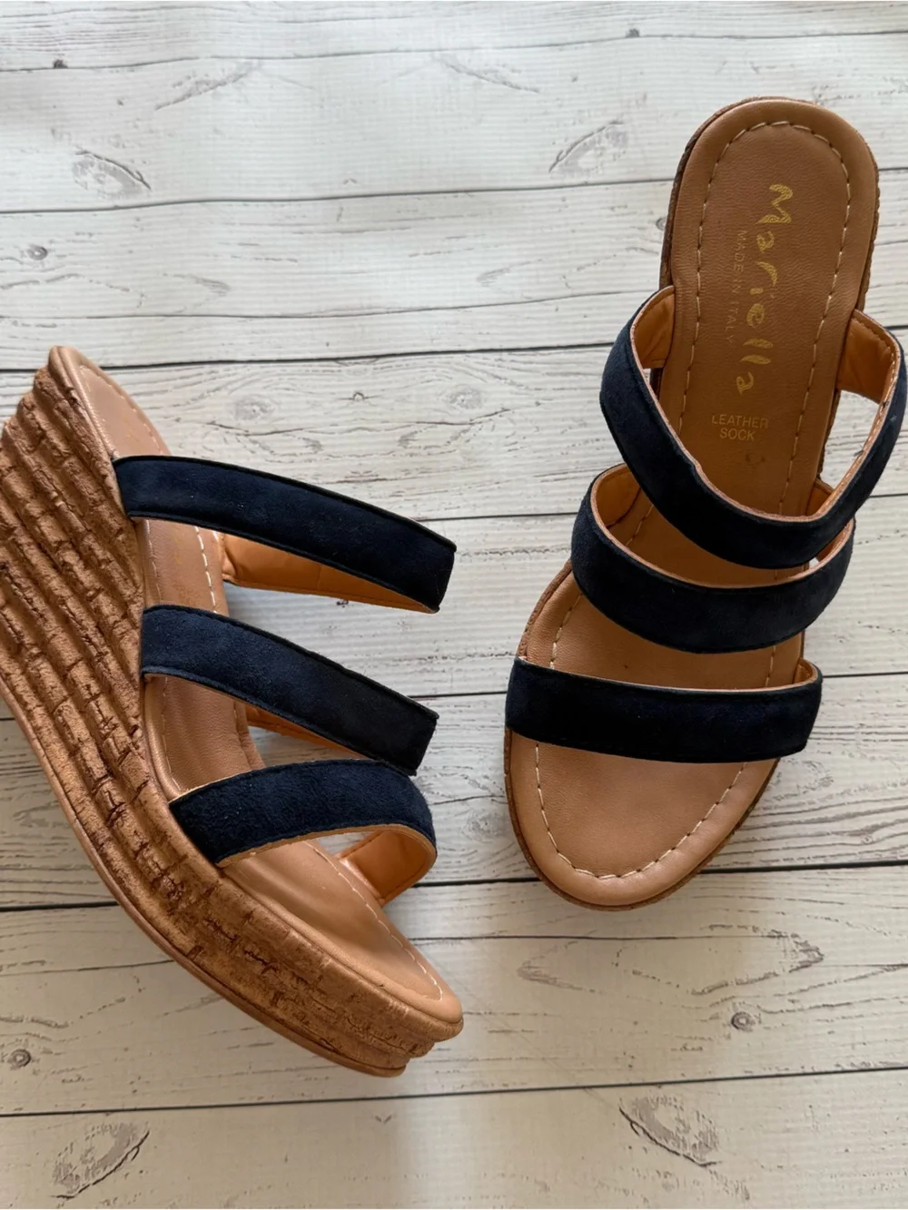 Mariella Navy Wedges